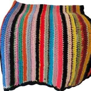 Vintage Multicolored Striped Lap Size Afghan